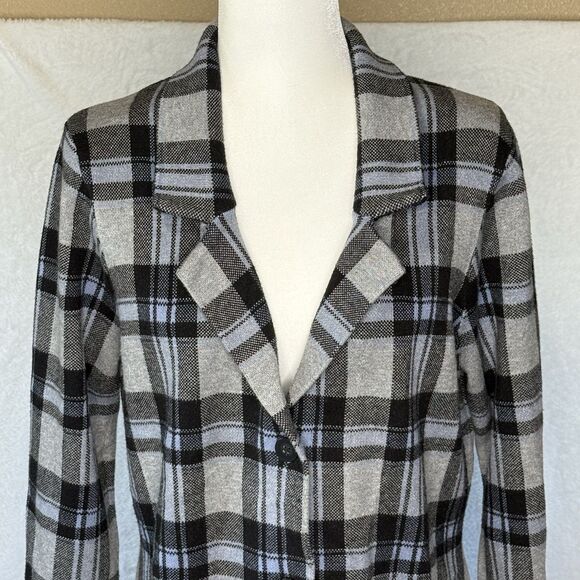 Tahari Sweater Blazer Women’s XL Multicolor Gray Plaid Business Casual Office - Picture 4 of 16